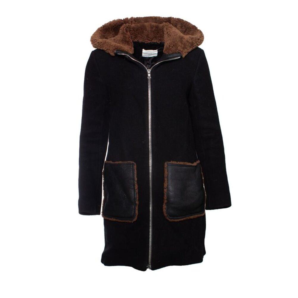 Sandro Wool And Leather Coat